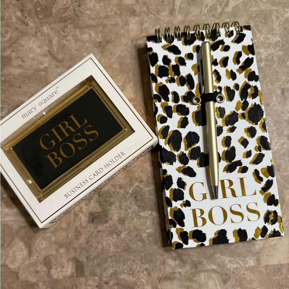GIRL BOSS Business card holder and notebook with pen